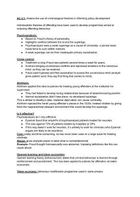 Unit 2: Individualistic Theories of Crime and Policy Development