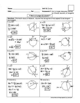 Fun with Circles: Arc, Angle Measures, Chords, Secants & Tangents