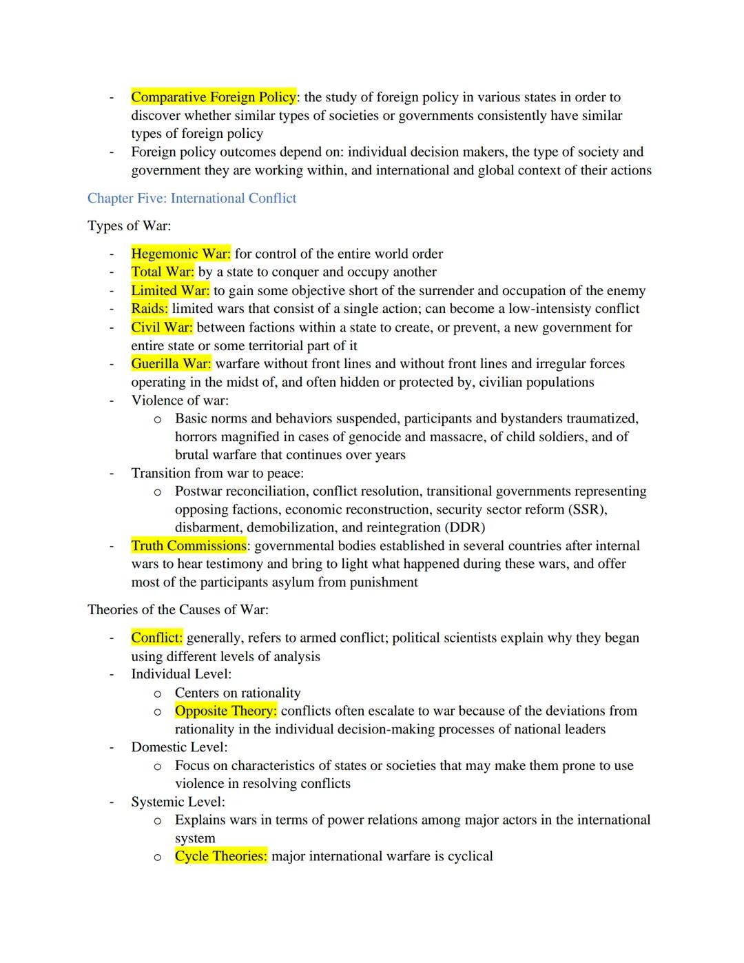 International Relations Mid Term 1 Review:
Chapter One: The Globalization of International Relations
International relations: concerns the r