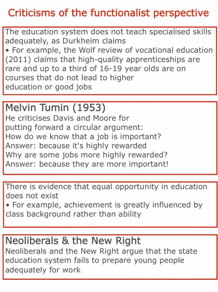 Durkheim's view on education:
The french sociologist Emile Durkheim (1903), the
founder of functionalist sociology, identified two
main func