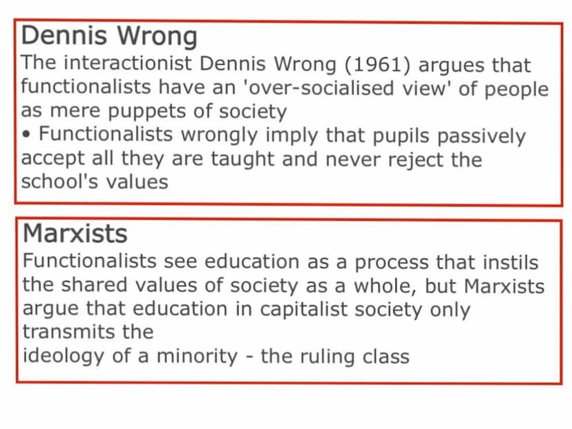 Durkheim's view on education:
The french sociologist Emile Durkheim (1903), the
founder of functionalist sociology, identified two
main func