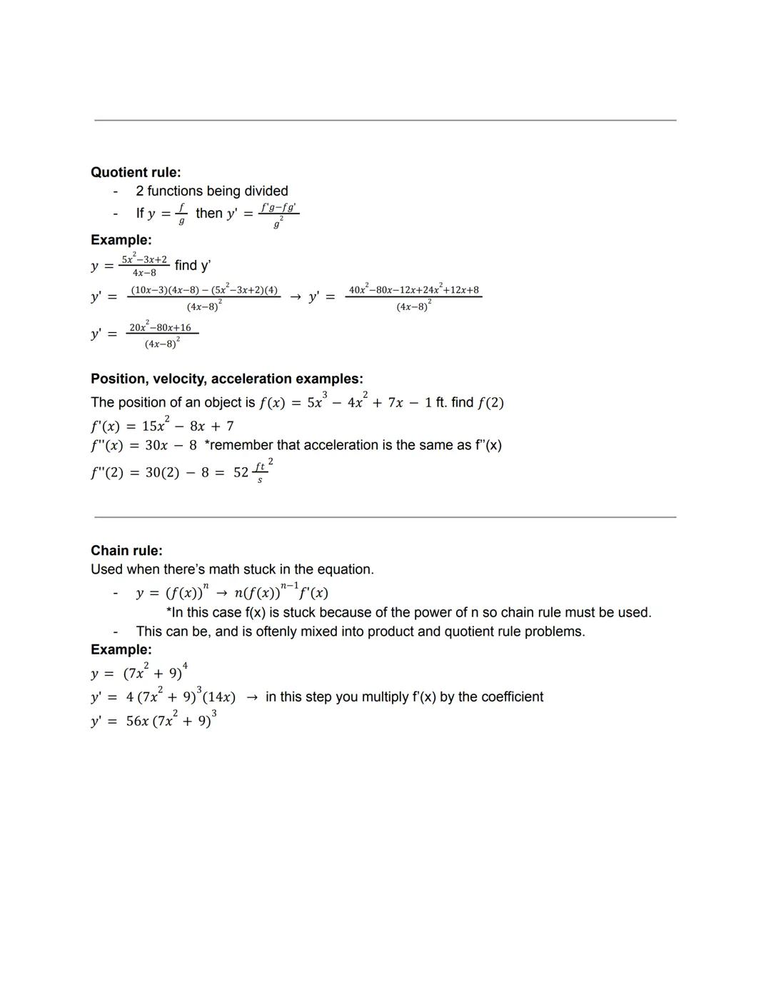 Algebraic calculus
Power rule:
only used with polynomials
n-1
If y = x¹ then y' = nx"
Example:
f(x)
f'(x) = 4x + 9x14x + 6
Example with radi