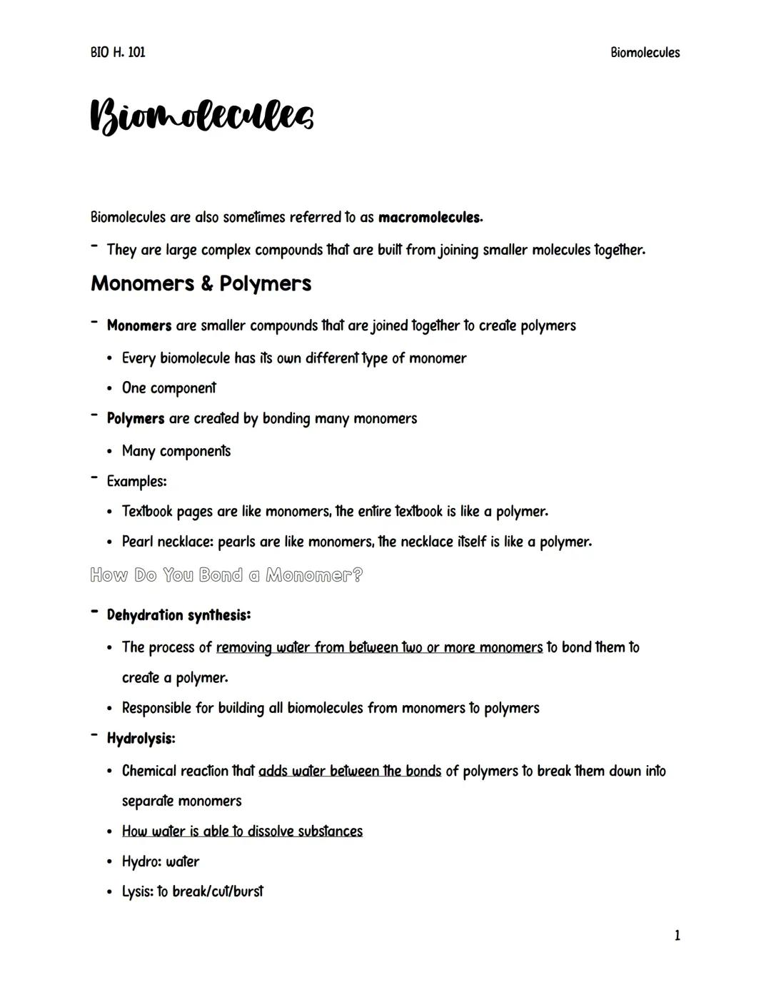 Biomolecules Study Notes PDF: Free Download with Diagrams & Functions