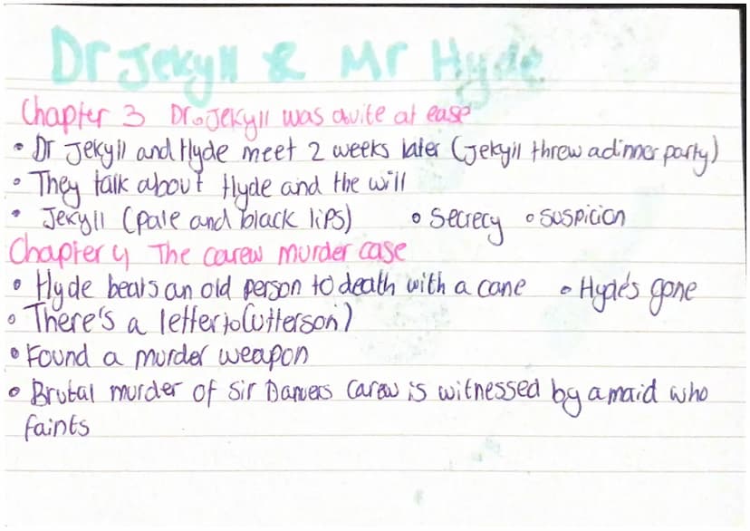Dr. Jekyll & Mr Hyde
Chapter 1 Story of the door
small girl gets trampied
Sunday walks & Enfield and utterson
Black mailed to pay 2100
paid 