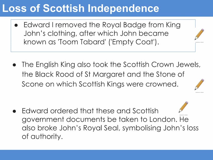 Starter task: Padlet William Wallace and the Scottish resistance
Learning Intention: To understand Wallace's influence on
the wars of indepe