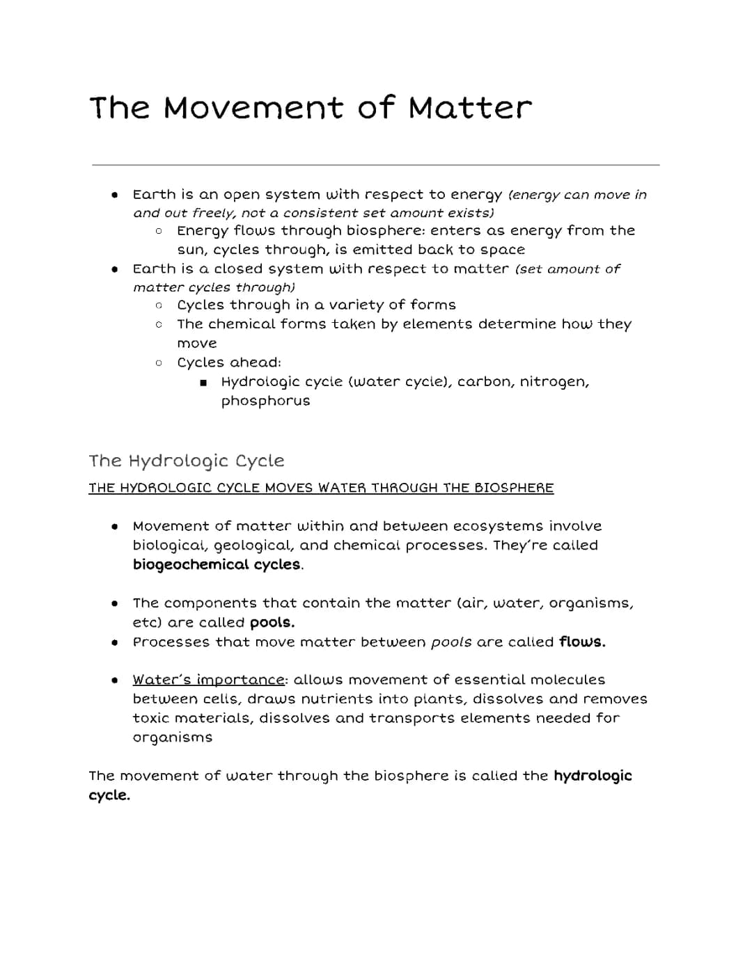 The Movement of Matter