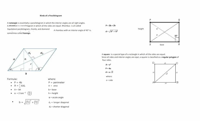 Mensuration
Mensuration is the mathematical name for calculating the areas, volumes, length of sides,
and other geometric parts of standard 