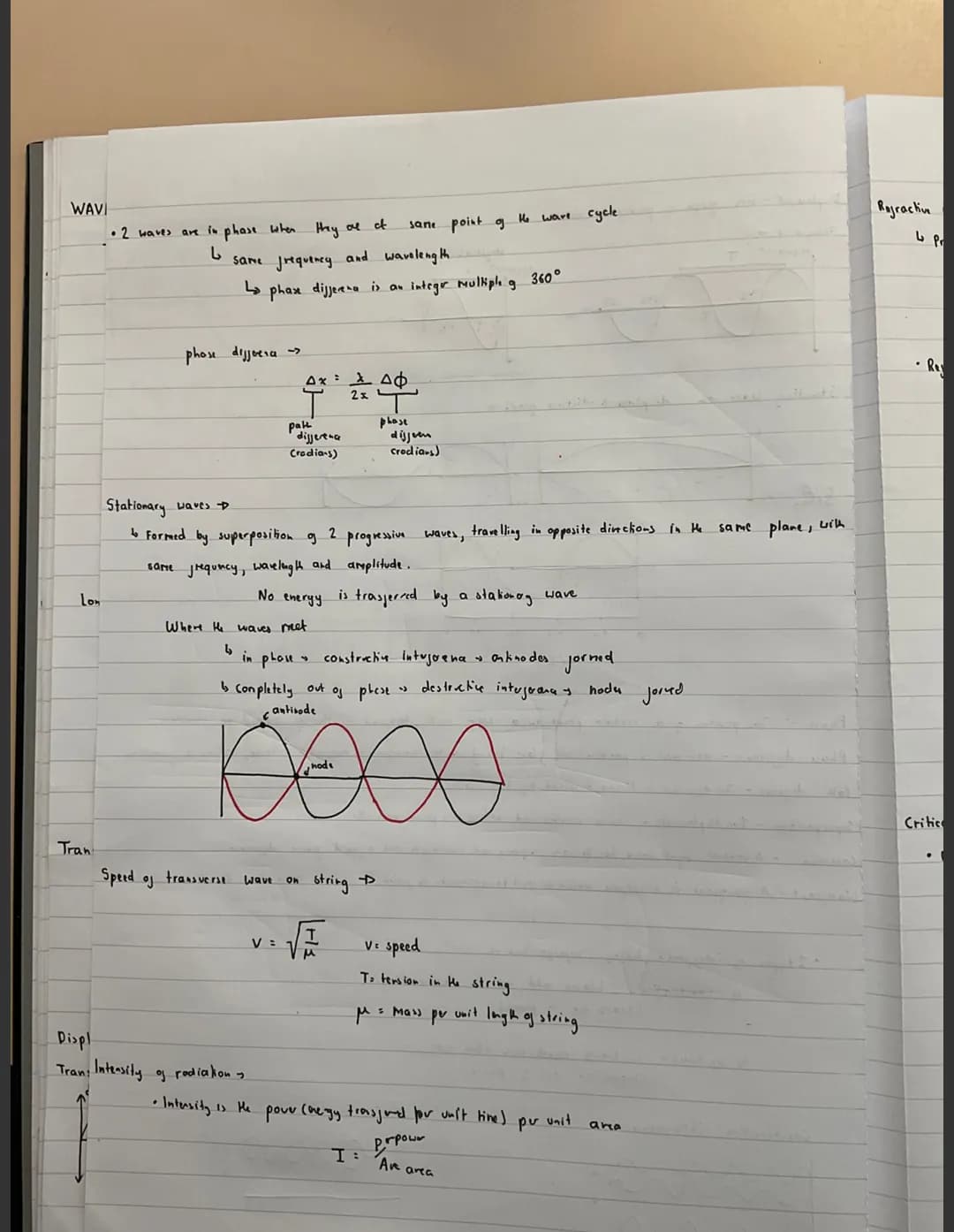 Waves Notes WAVES →→
amplitude
(wavelength (X)
Frequency $2
Period (T)
Speed (v)
v=j wavelengt
Ĵ
wave speed
Longitudinal waves
Number of com