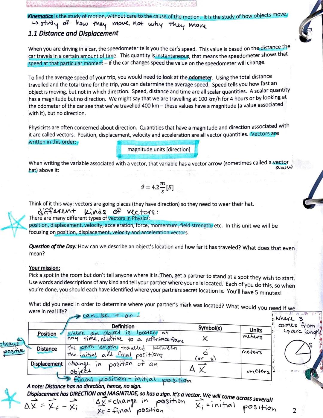 Distance and Displacement