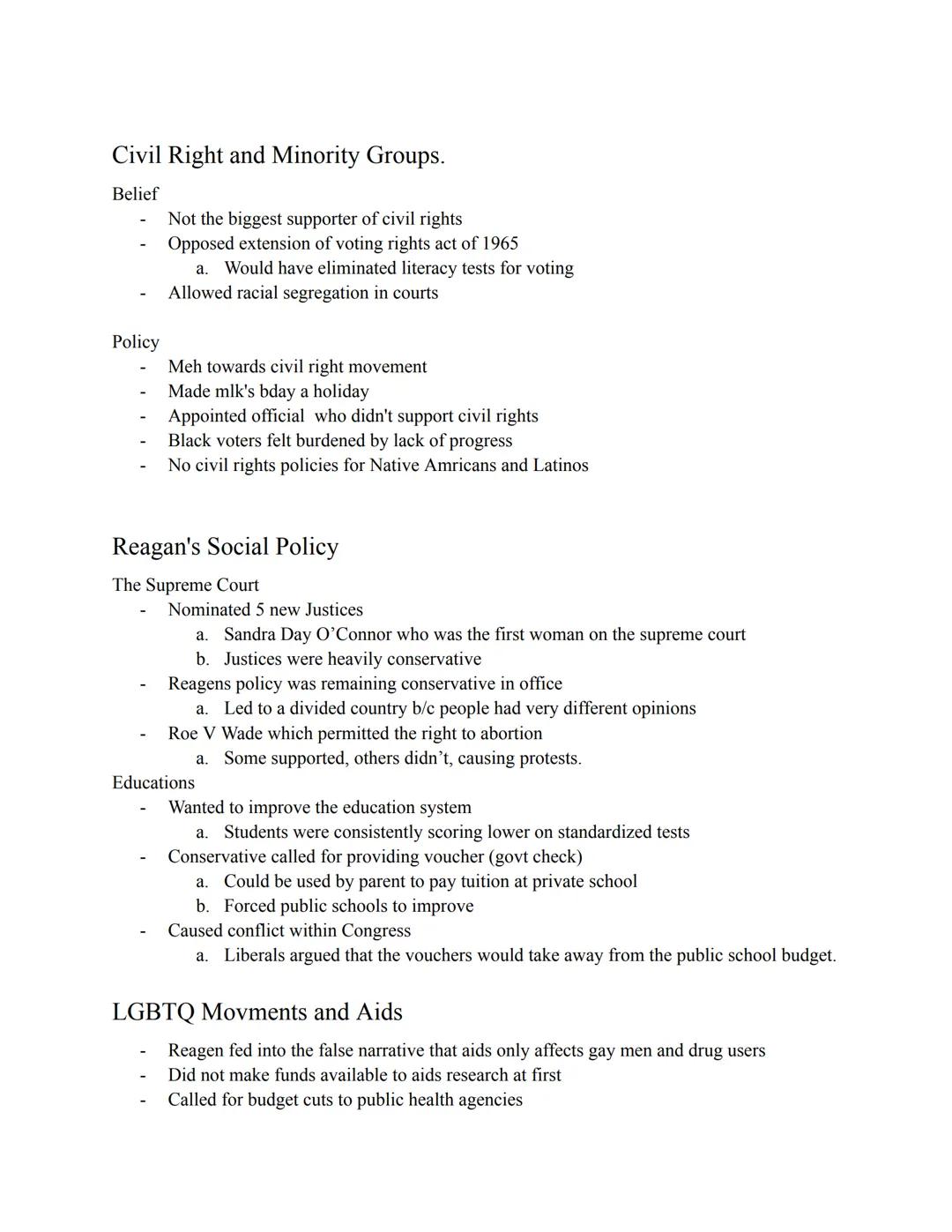 Comprehensive Notes on Ronald Reagan