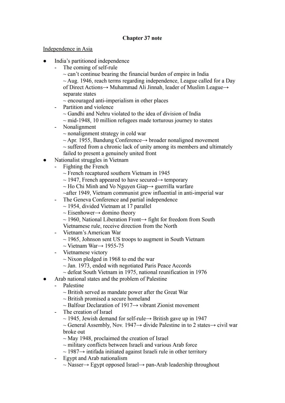 Independence in Asia
Chapter 37 note
India's partitioned independence
The coming of self-rule
~ can't continue bearing the financial burden 