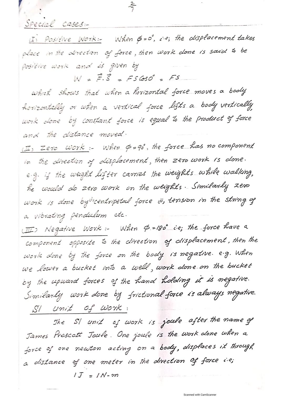 MECHANICS
FOR B.Sc...
NO. 7
CHAPTER
WORK
AND ENERGY
WORK DONE BY CONSTANT FORCE:-
When a constant force acts on the body and
it moves in the