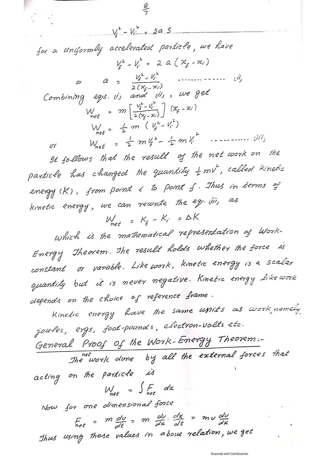 MECHANICS
FOR B.Sc...
NO. 7
CHAPTER
WORK
AND ENERGY
WORK DONE BY CONSTANT FORCE:-
When a constant force acts on the body and
it moves in the