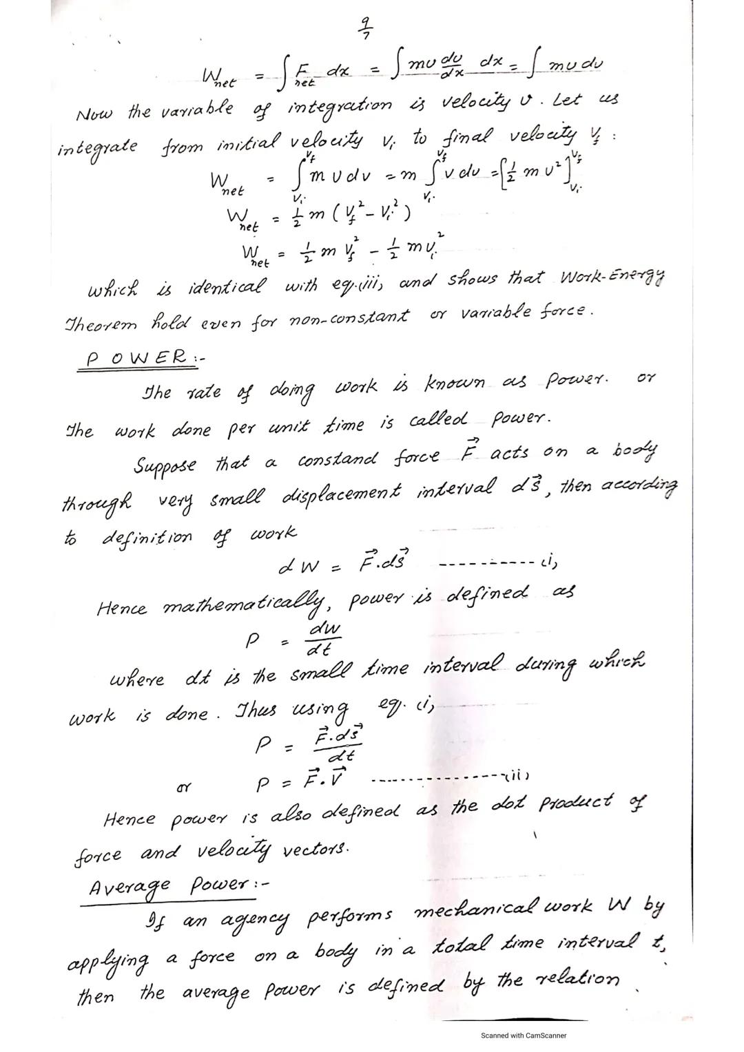 MECHANICS
FOR B.Sc...
NO. 7
CHAPTER
WORK
AND ENERGY
WORK DONE BY CONSTANT FORCE:-
When a constant force acts on the body and
it moves in the