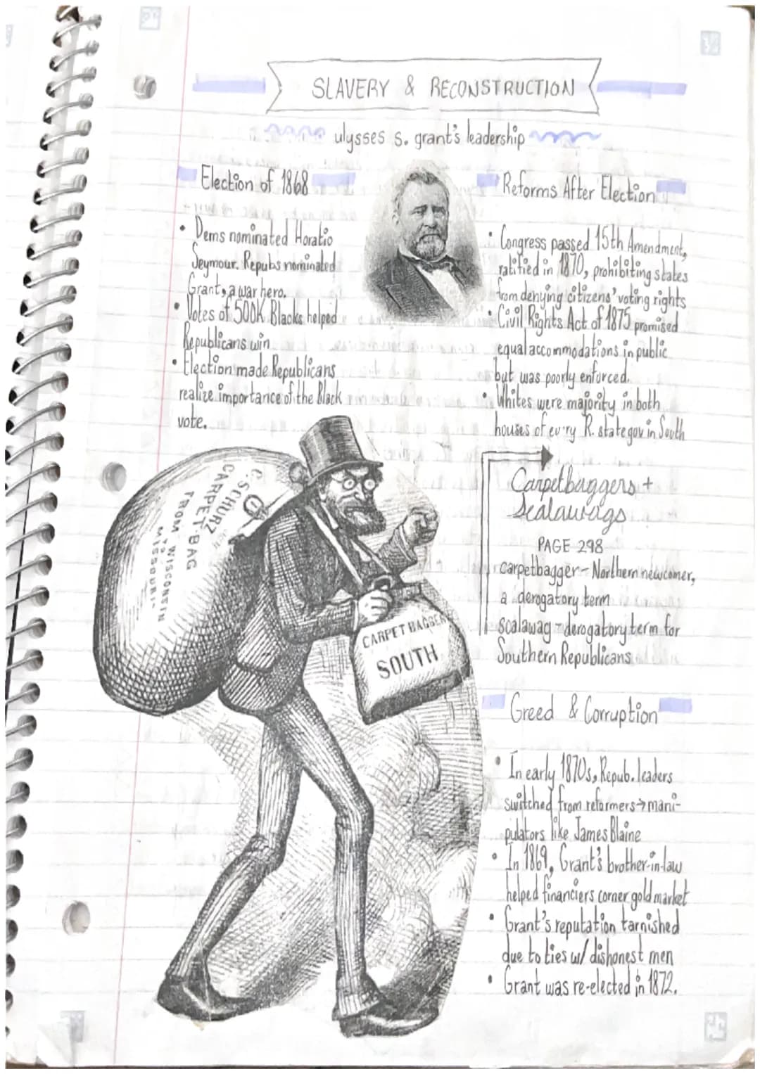 h
SLAVERY & RECONSTRUCTION
me andrew johnson's leadership m
Reconstruction Policy
•Johnson issued similar 10%
plan to Lincoln's
Johnson's pl