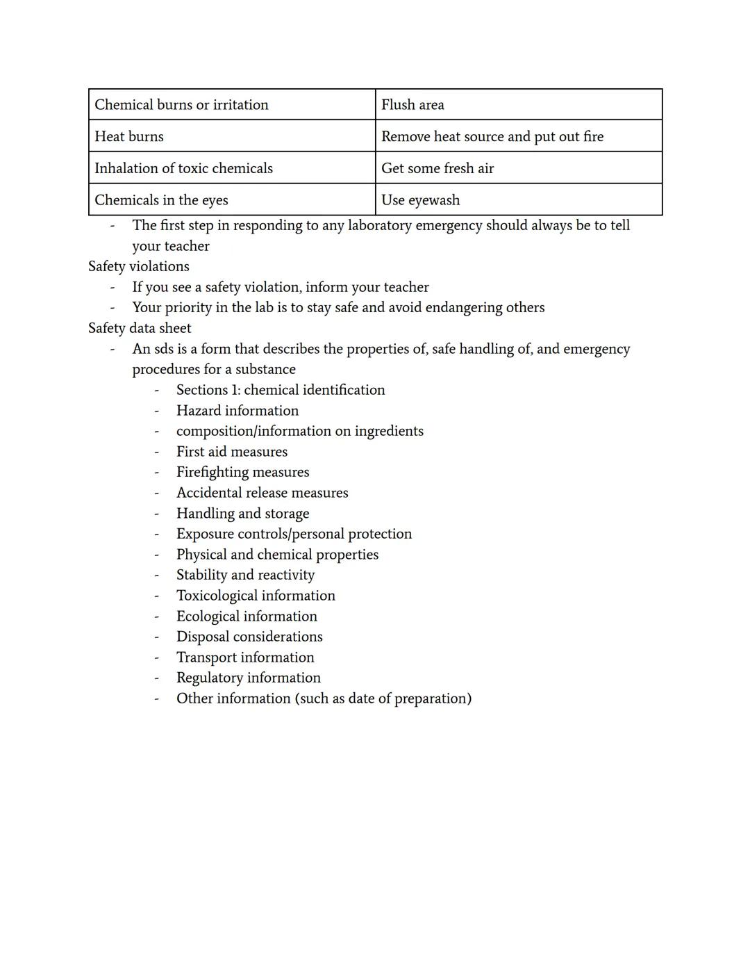Safety in Science
The Importance of Preparation
Prepare for the lab
Safe Practices
To promote general safety:
Read directions completely
Cla