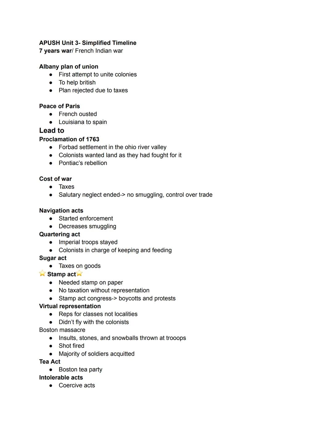 APUSH Unit 3 Key Events Timeline