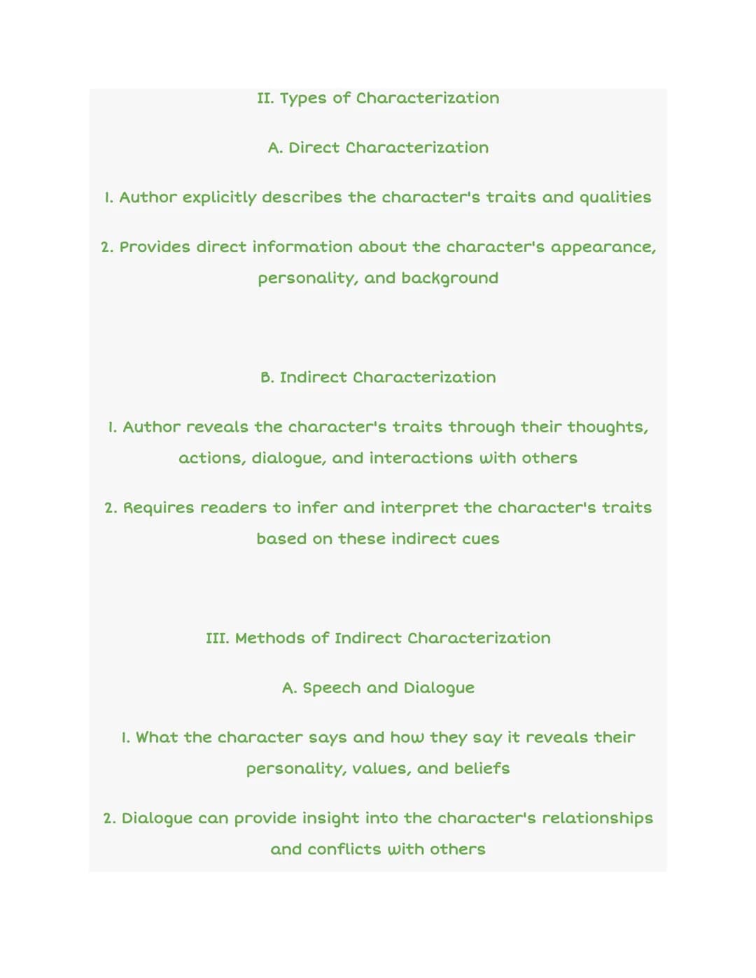 Characterization in Literature
ACT I
KILLS
ACT II
SKILLS
I. Introduction
H
D
….
A. Definition of Characterization
ACT III
1. The process by 