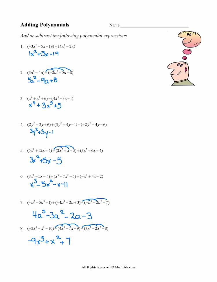 Know adding polynomials worksheet thumbnail