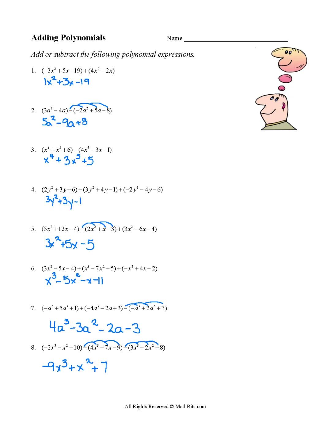 Fun Worksheets for Adding and Subtracting Polynomials with Answers!