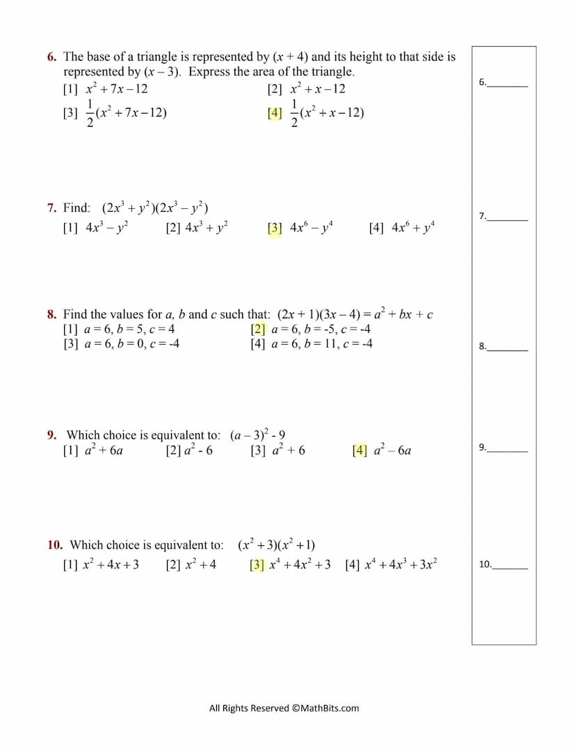 
<h2 id="addingpolynomialexpressions">Adding Polynomial Expressions</h2>
<ol>
<li><p><strong>(-3x² +5x-19) + (4x²–2x)</strong><br />
Answer: