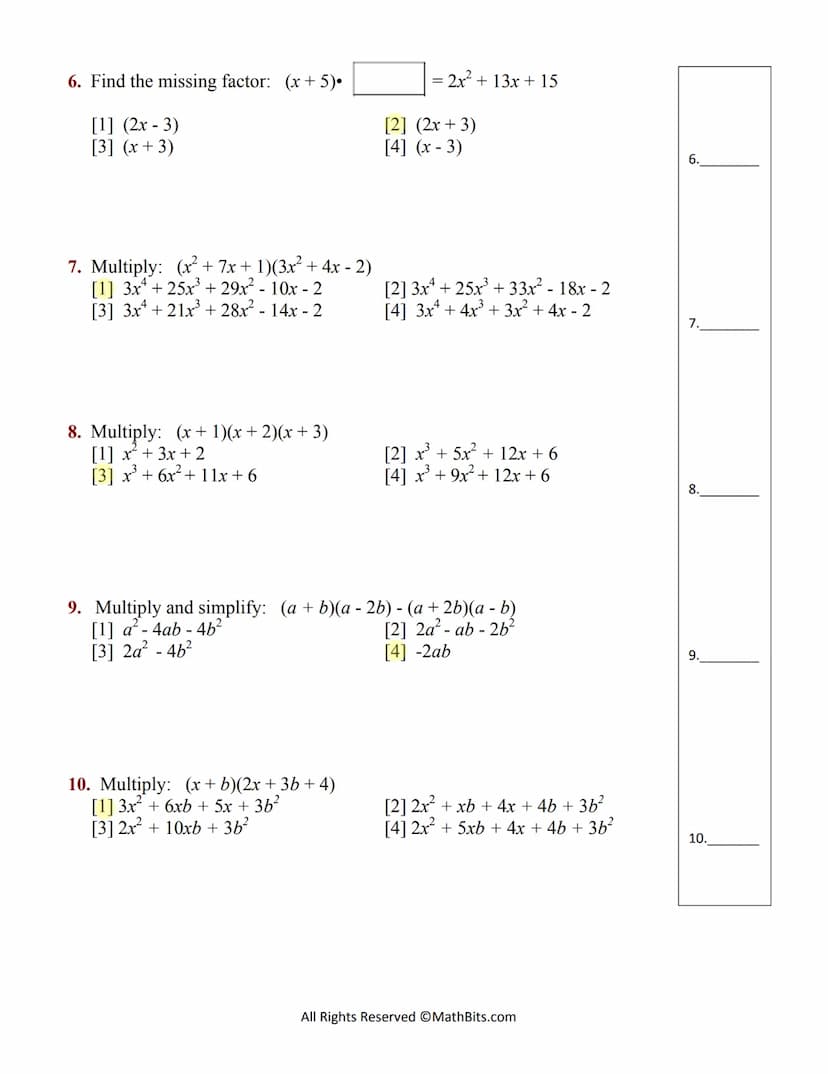 
<h2 id="addingpolynomialexpressions">Adding Polynomial Expressions</h2>
<ol>
<li><p><strong>(-3x² +5x-19) + (4x²–2x)</strong><br />
Answer: