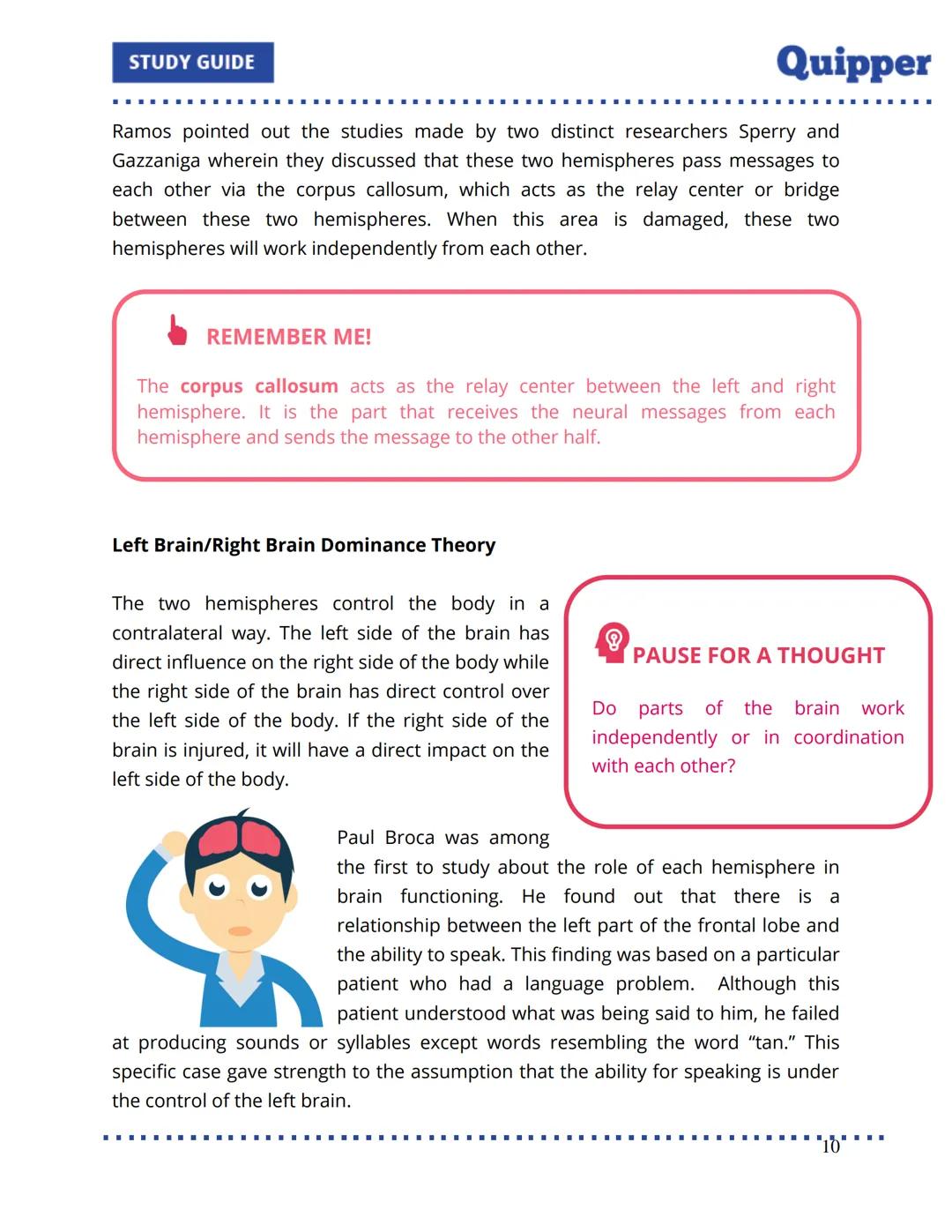 STUDY GUIDE
Quipper
UNIT 6: Developing Efficient Learning
Table of Contents
Introduction
Lesson 1: Brain Power
Jump Start
Learn about It!
Ch