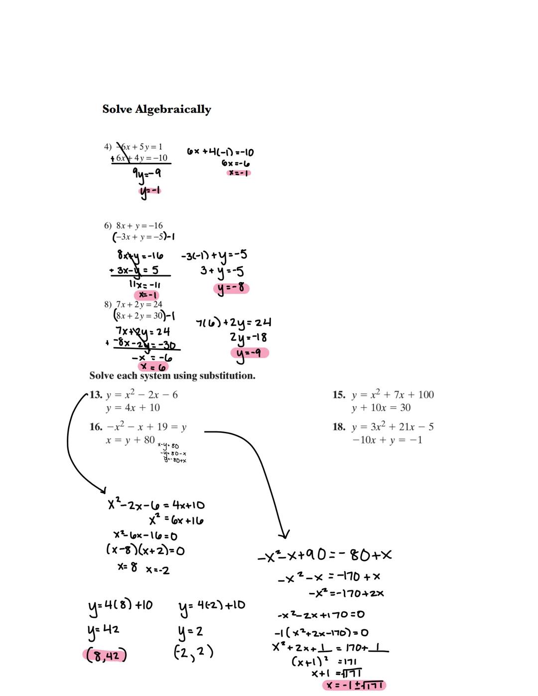Layla Guthrie
Systems of Equations Worksheet
2.
Name:
1.The functions f(x) and g(x) are graphed on the set
of axes below.
f(x)
g(x)
For whic