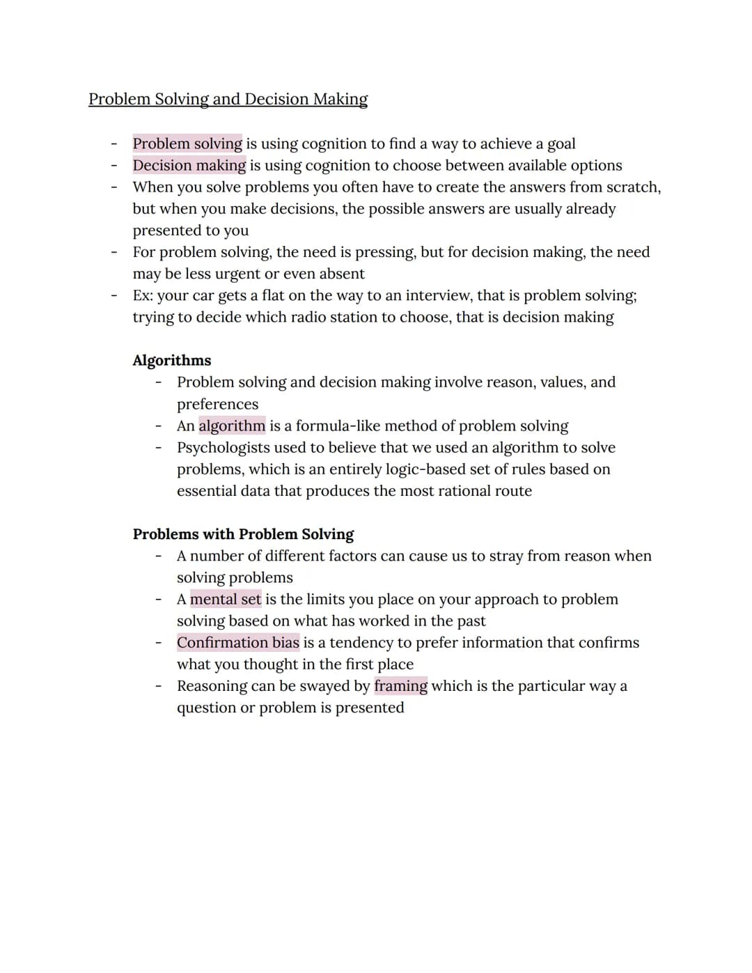 Chapter 7: Cognition, Thinking, Language, and Intelligence
Thinking
Any discussion of thinking has to start with an explanation of the term
