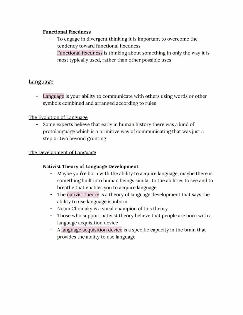 Chapter 7: Cognition, Thinking, Language, and Intelligence
Thinking
Any discussion of thinking has to start with an explanation of the term
