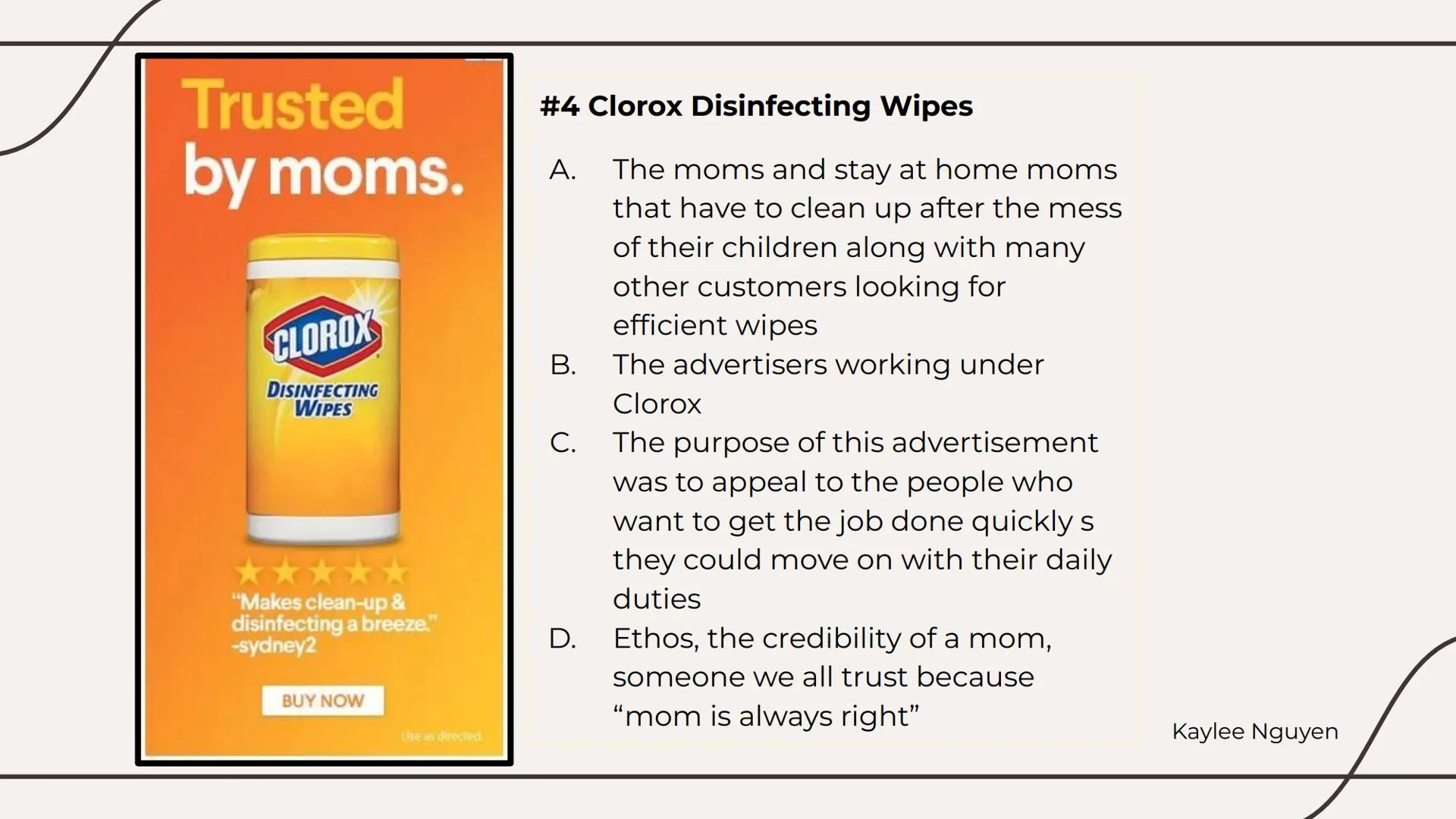 Ethos, Pathos,
Logos Ads. THIS IS AN
AD FOR MEN.
Hire more women in leadership roles. We're all worth it.
Kaylee Nguyen
Profitability
+15%*
