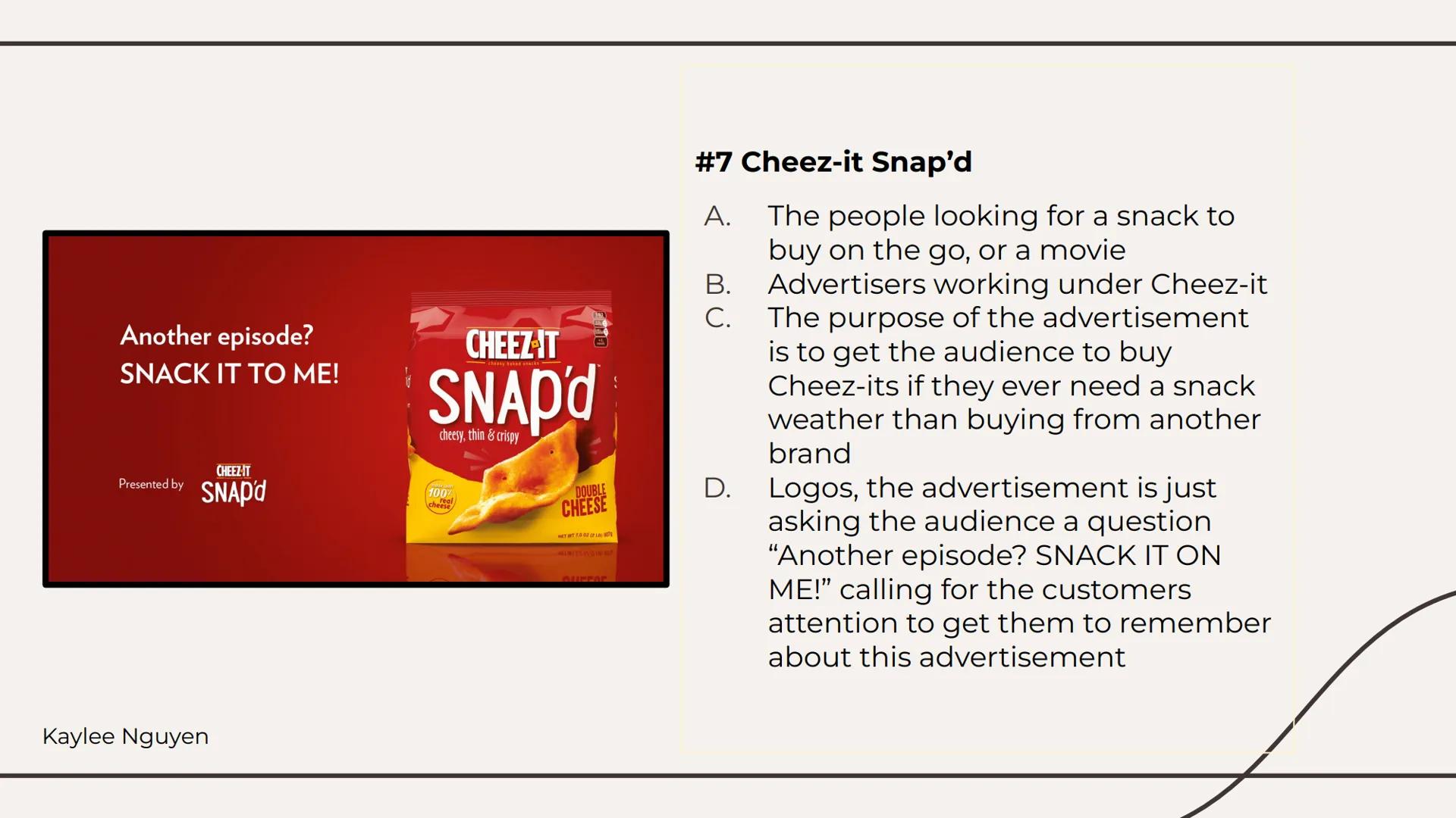 Ethos, Pathos,
Logos Ads. THIS IS AN
AD FOR MEN.
Hire more women in leadership roles. We're all worth it.
Kaylee Nguyen
Profitability
+15%*
