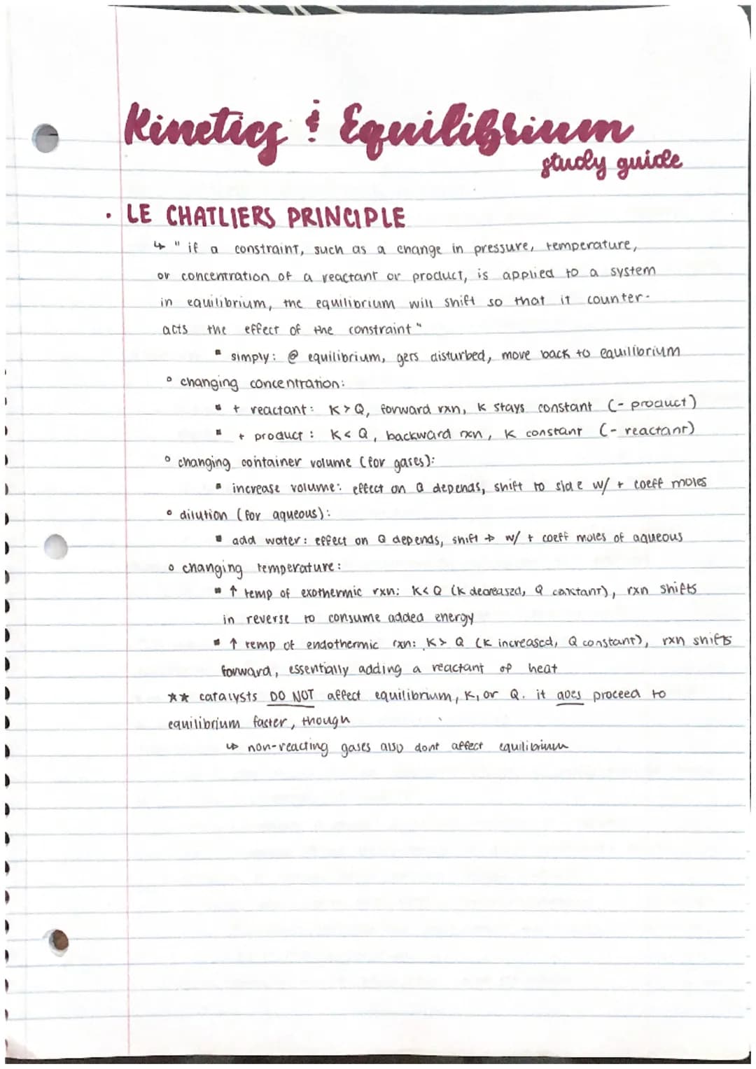 kinetics & EQUILIBRIUM
• study guide...
●
enduring understandings:
• reaction rate influenced by concentration / pressure of reactants, phas