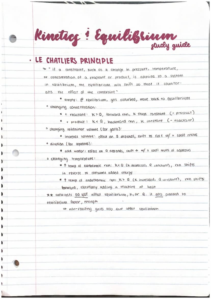 kinetics & EQUILIBRIUM
• study guide...
●
enduring understandings:
• reaction rate influenced by concentration / pressure of reactants, phas