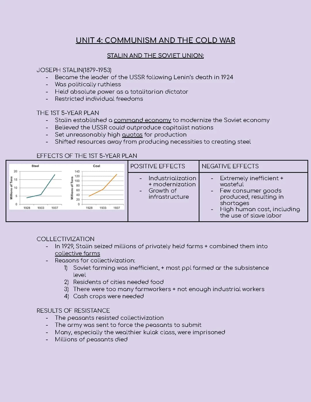World History Semester 2 Unit 4: Communism and the Cold War