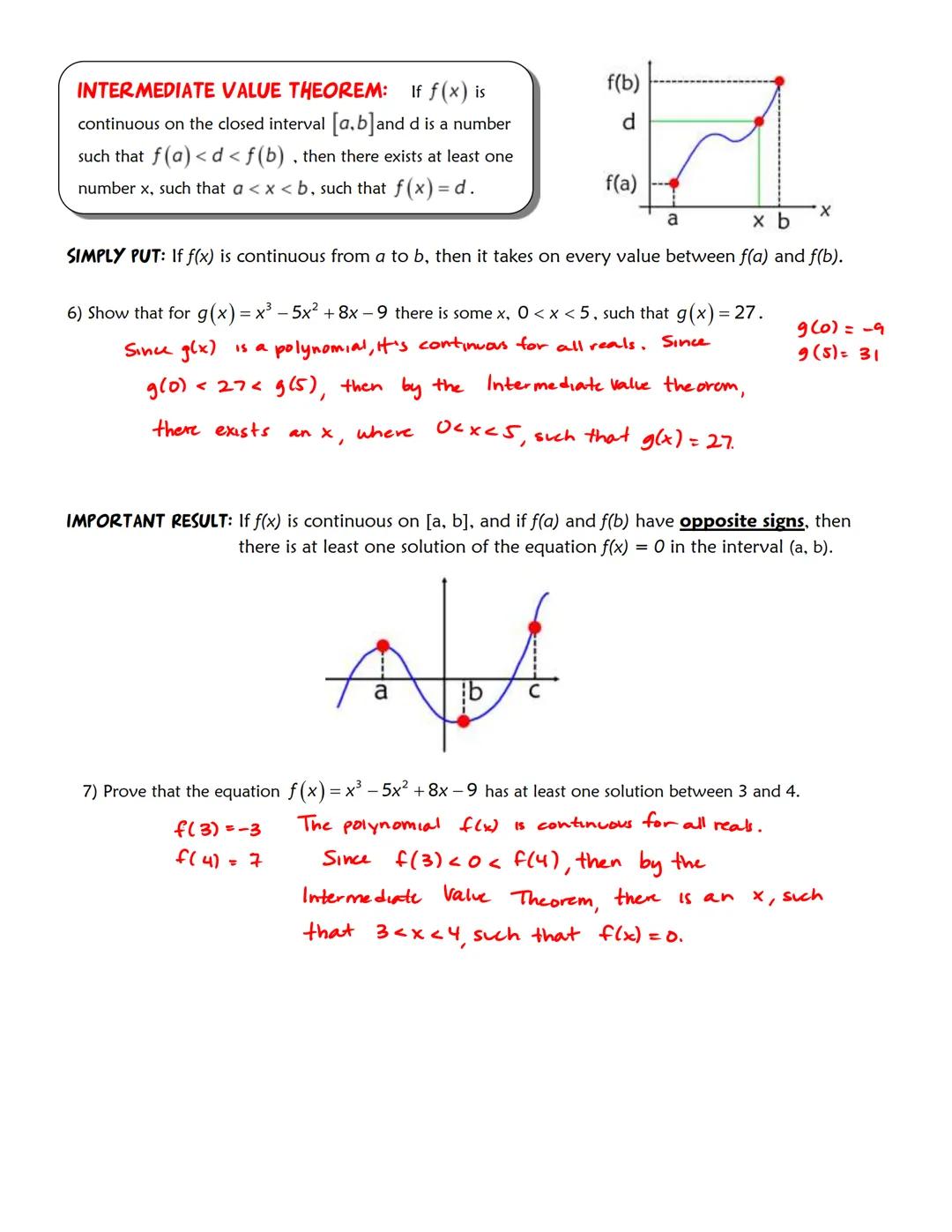 1.5
Notes
OBJECTIVES: 1) Determine if a function is continuous at some value of x.
In this section we use limits to define continuous functi