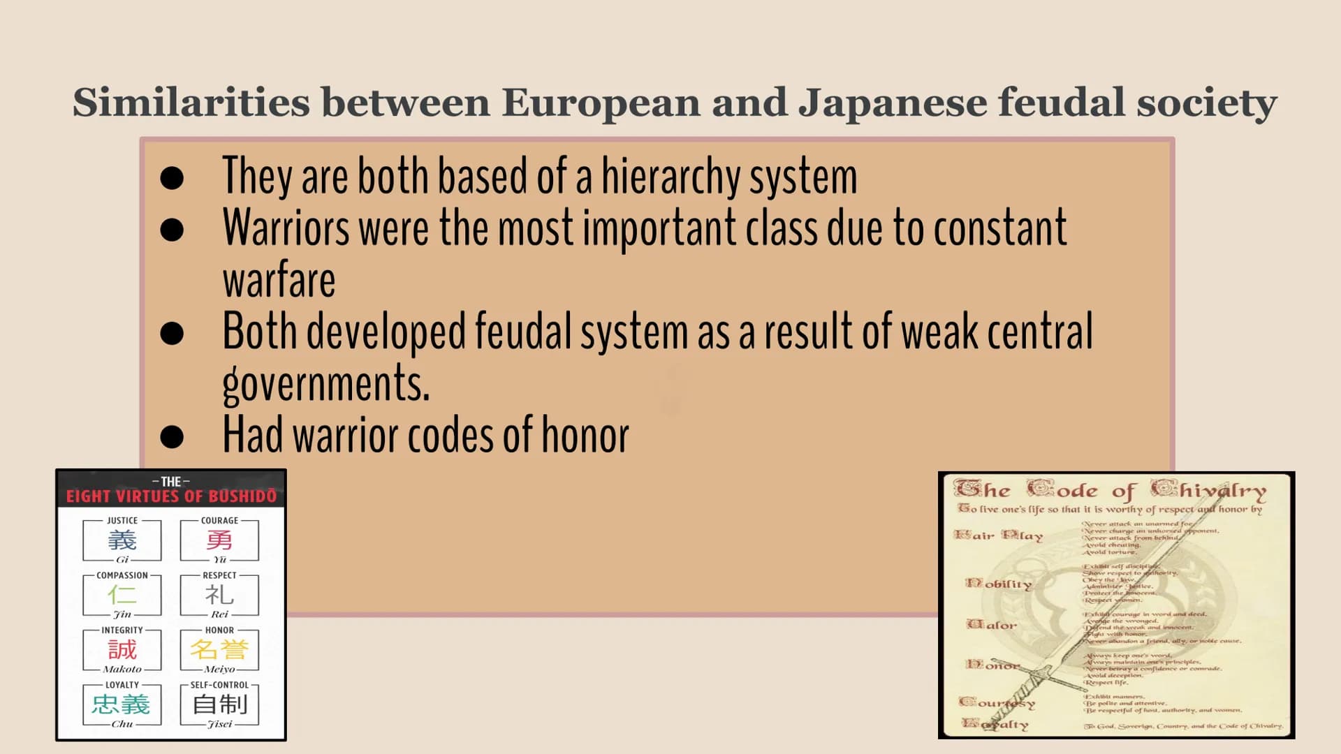 of
Feudalism: Europe
vs. Japan
Irfane
+
ige iri
What is it?
Feudalism
A system of government where nobles are granted land that legally
belo