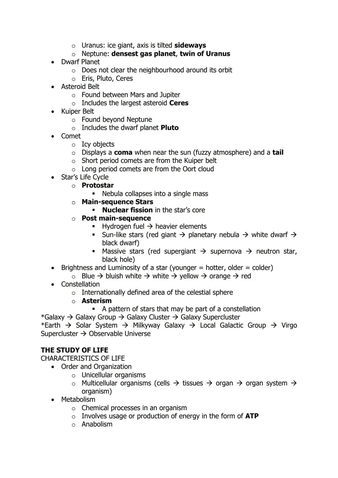 SCIENCE 2 (ENVIRONMENTAL SCIENCE, ASTRONOMY, MOLECULAR AND
CELL BIOLOGY) NOTES
THE ATMOSPHERE
BIOGEOCHEMICAL CYCLES
●
.
Nitrogen (78% and no