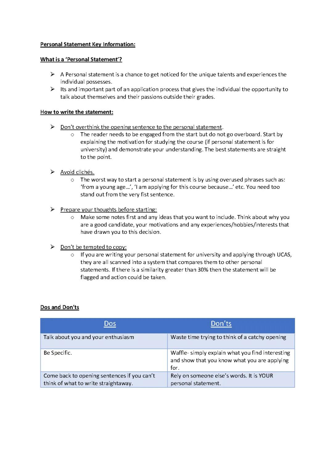 Personal Statement