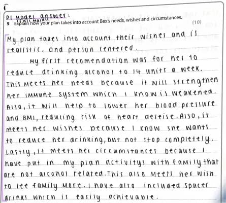 Know Health and social care Q5 paragraph one model answer  thumbnail