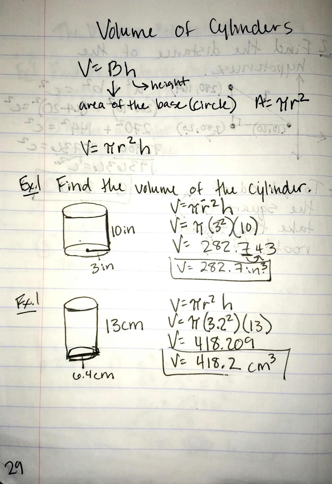 Volume of Cylinders
C
V=Bh
✓ Sheight OFS
Sis area of the base (Circle) A= Mr²
O
(os.org)
Fx.l
د اسما لاليت طرفم سند 30 سب
29
PHL +
J√ √= πr 