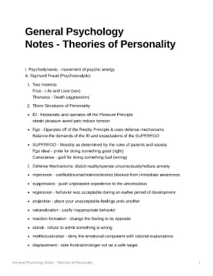 Know General Psychology Notes - Theories of Personality thumbnail