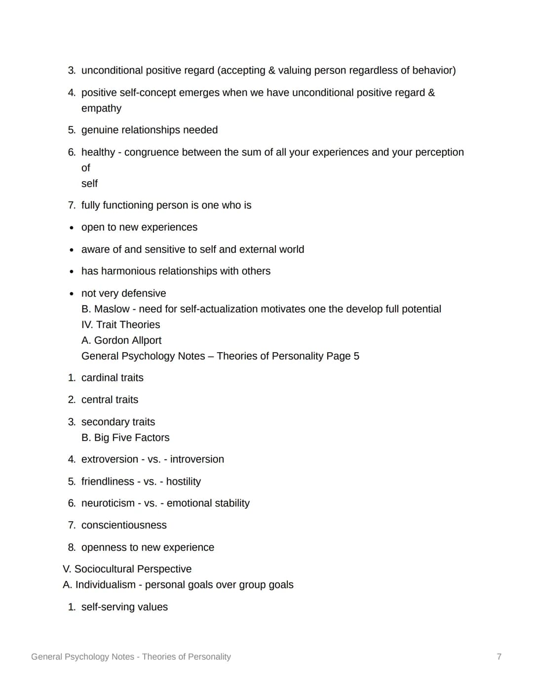 General Psychology
Notes - Theories of Personality
1. Psychodynamic - movement of psychic energy
A. Sigmund Freud (Psychoanalytic)
1. Two In