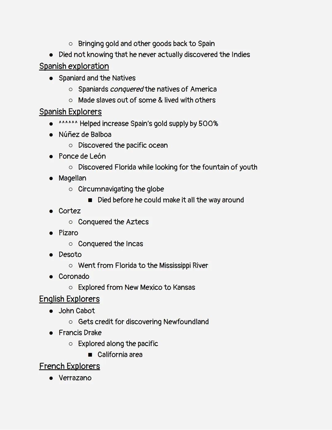 APUSH Notes - Emmalee Smith
• Columbus discovered the Caribbean area & Cuba
• Columbus was a bad person
• Vikings discovered Newfoundland an