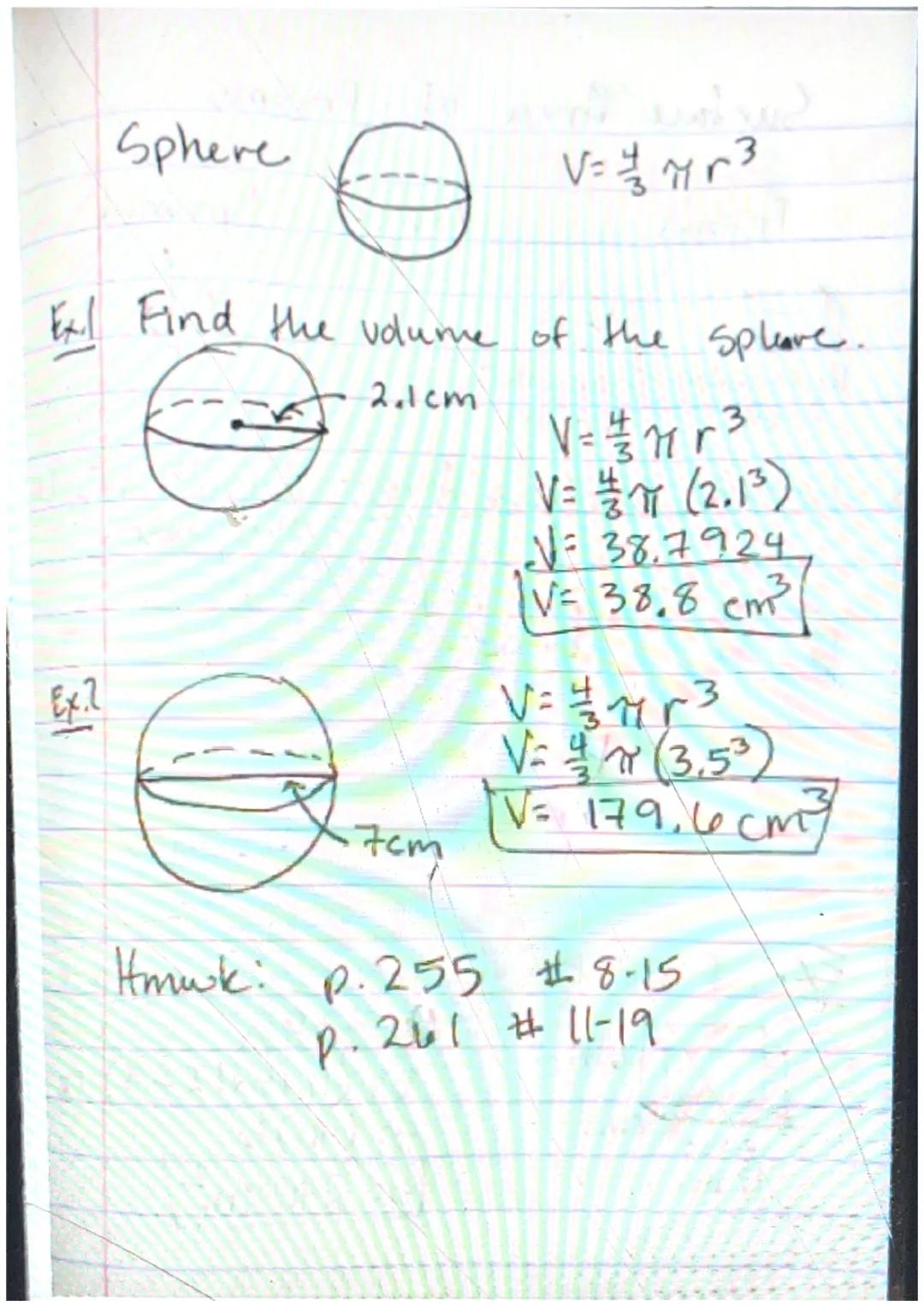 Volume of Cylinders
V= Bh
✓ Sheight
area of the base (Circle) A=7₁²
V= πr ² h
Exil Find the volume of the cylinder.
V=xir ²h
√ = 77 (3²) (10