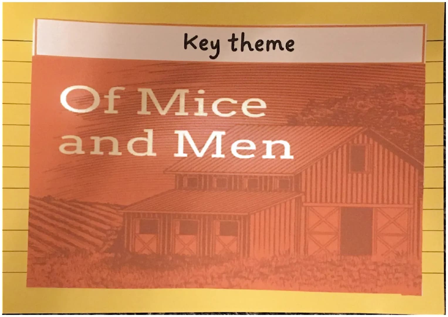 Key theme
Of Mice
and Men Dreams
• Wider context of the 'American Dream'
Linked to freedom and escapism
Largely unattainable. Friendship
Geo