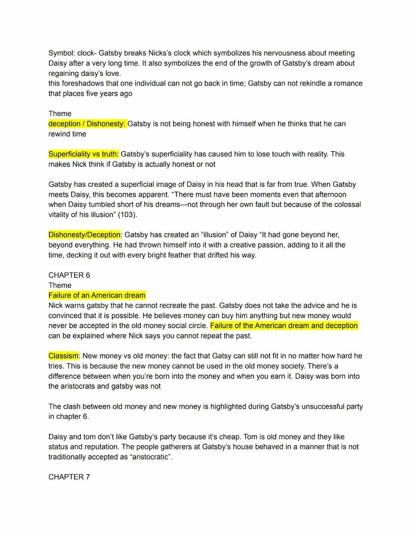 
<p>In CHAPTER 1, we are introduced to the setting of the story, with Gatsby living in West Egg and Daisy, who is Nick's cousin, along with 