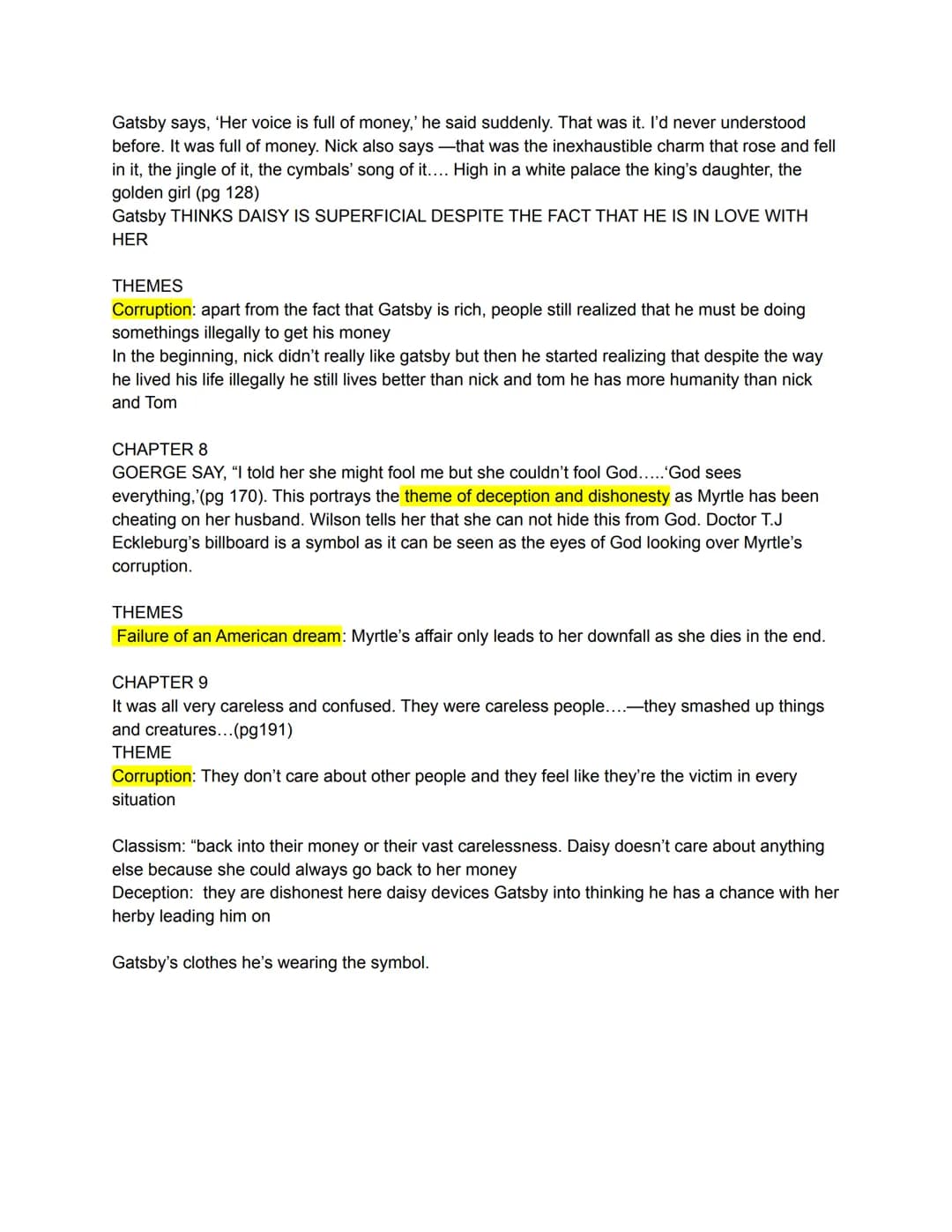 
<p>In CHAPTER 1, we are introduced to the setting of the story, with Gatsby living in West Egg and Daisy, who is Nick's cousin, along with 