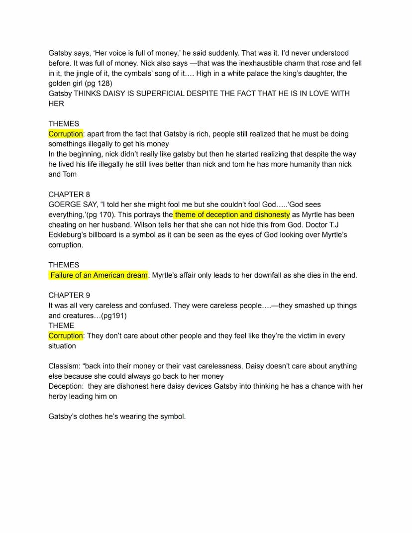 
<p>In CHAPTER 1, we are introduced to the setting of the story, with Gatsby living in West Egg and Daisy, who is Nick's cousin, along with 