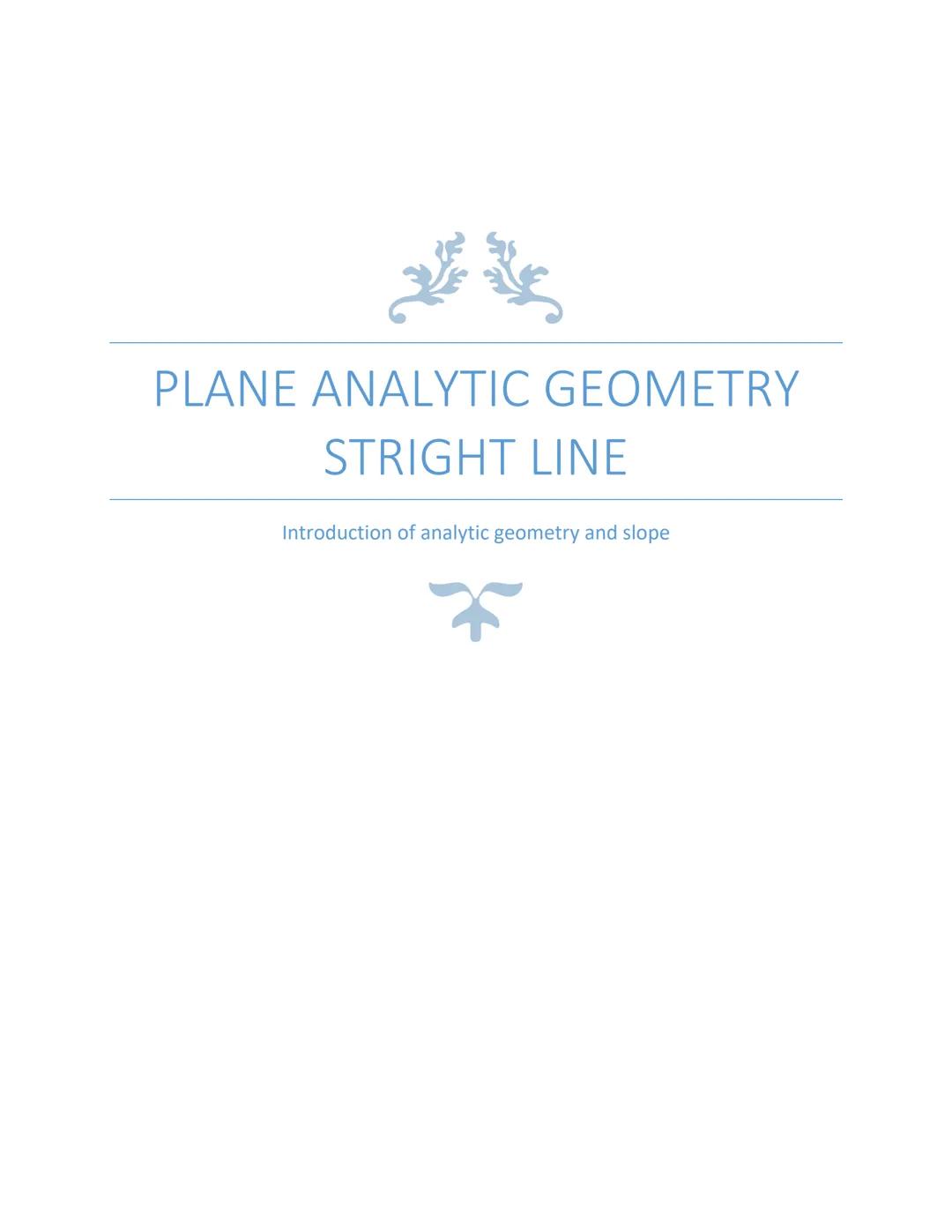 Introduction of analytic geometry and slope